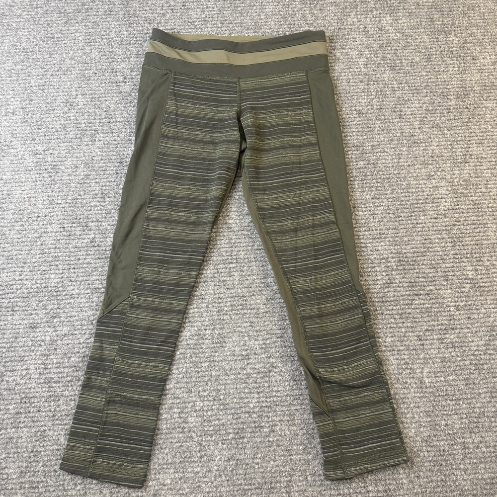 Lululemon Pants Womens 4 Green Pattern Groove Flare Yoga Activewear Gym Athletic
